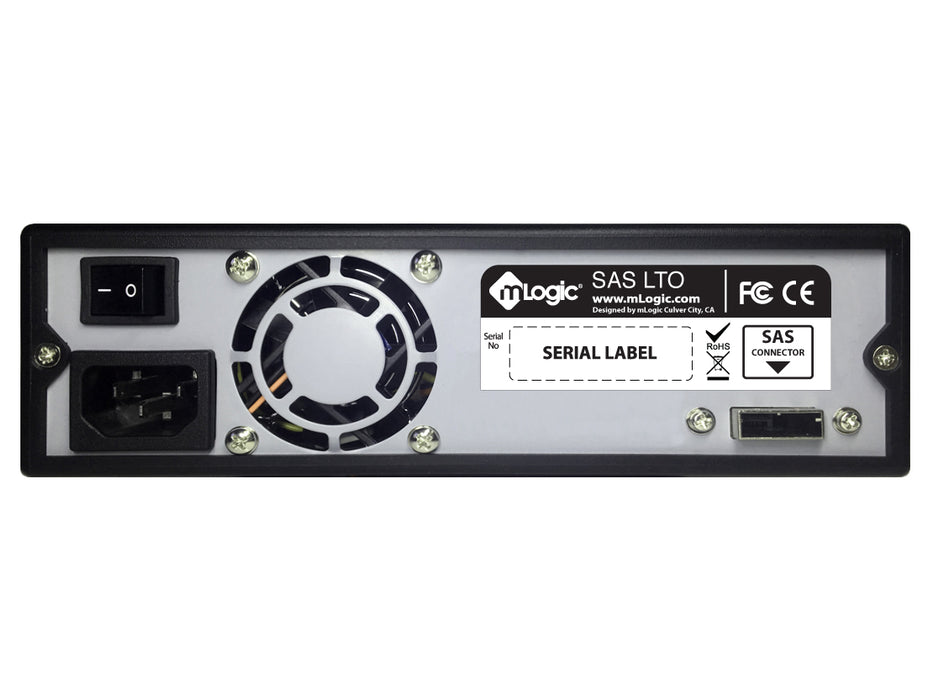 mLogic Desktop LTO-7 SAS tape drive rear view